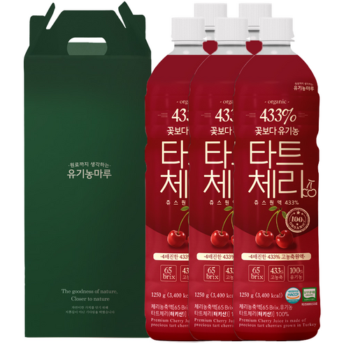 유기농 꽃보다 타트체리쥬스원액 433% 1250g + 선물박스, 5개