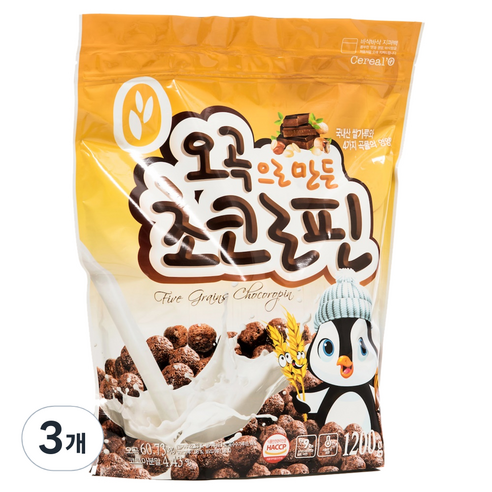 씨알로 오곡으로 만든 초코로핀 시리얼, 1.2kg, 3개