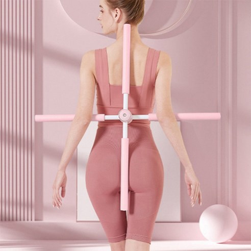 루아르모 요가 밸런스바 바른자세 밸런스 십자 스트레칭봉, 1개, 핑크