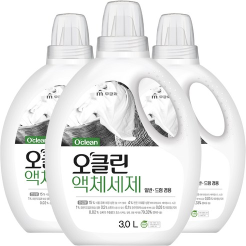 무궁화 오클린 액체세제, 3L, 3개