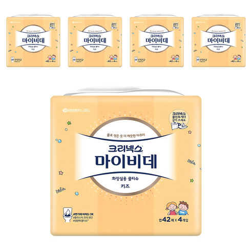 마이비데 크리넥스 키즈 화장실용 물티슈 캡형, 42매, 20개