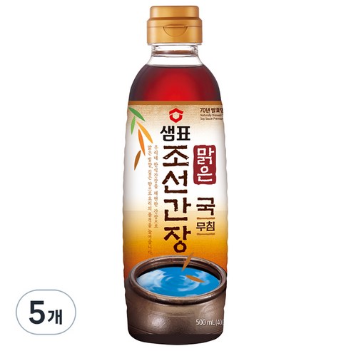 샘표 맑은 조선 간장, 500ml, 5개