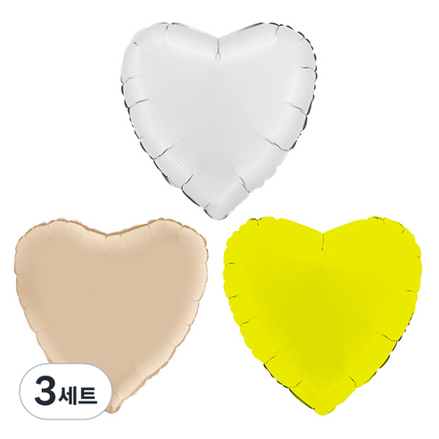 그라보벌룬 은박 하트풍선 3종 세트, 새틴화이트, 크림, 매트라임그린, 3세트