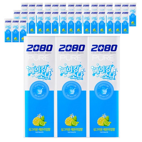 애경 2080 베이킹소다 퓨어 레몬라임향 치약 120g, 36개