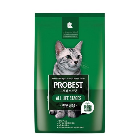 더리얼 고양이 어덜트 그레인프리 크런치, 닭고기, 5.8kg, 1개 고양이 사료 프로베스트 캣 그린 전연령 고양이 헤어볼사료, 5kg, 2개, 헤어볼