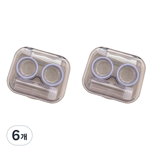 정상아이앤 일체형 투명 휴대용 렌즈 케이스, 퍼플, 6개