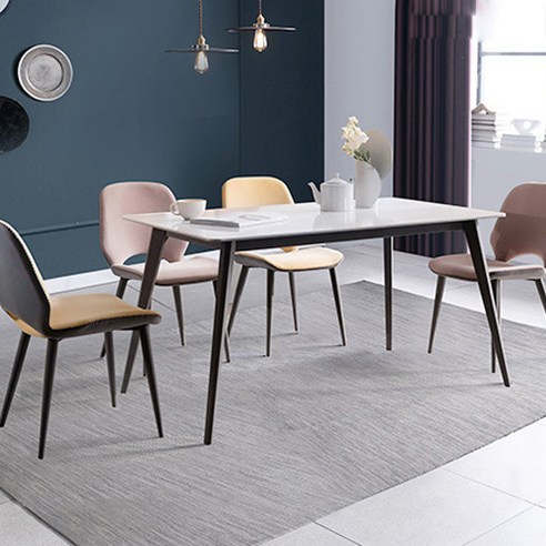 잉글랜더 야누스 양면 통세라믹 4인용 식탁 + 의자 4p 세트 방문설치, 그레이(식탁), 옐로우,핑크(의자)