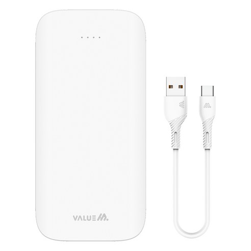 밸류엠 라이트 핏 보조배터리 10000mAh + C타입 케이블 세트, VM-B2PA103P10W, 화이트