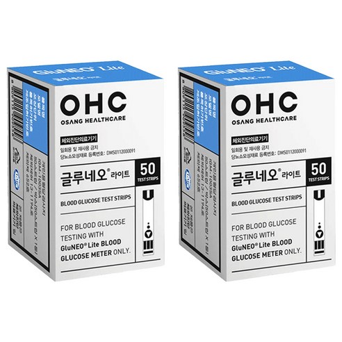 오상헬스케어 글루네오 라이트 혈당검사지, 50개입, 2개