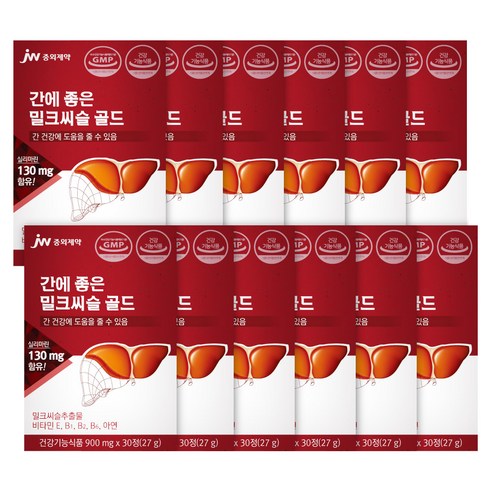 JW중외제약 간에 좋은 밀크씨슬 골드, 30정, 12개