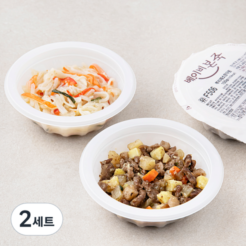 베이비본죽 반찬 뿌리 채소 한우찜 100g + 크래미 어니언 볶음 100g B세트, 200g, 2세트
