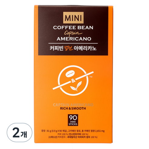 커피빈 캡틴 아메리카노 스틱커피, 0.9g, 90개입, 3개