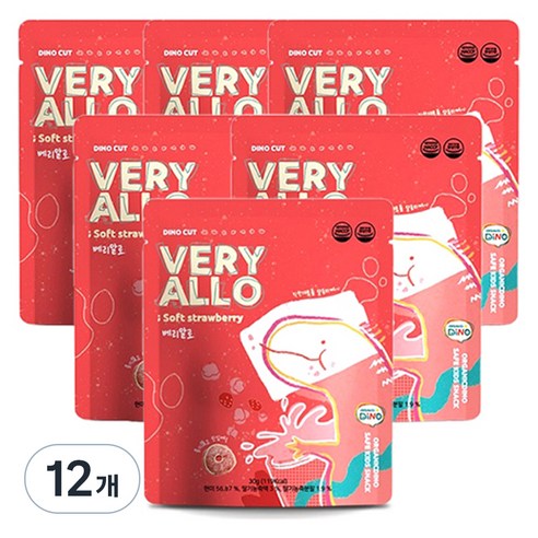 오가닉디노 유기농 현미 퍼프링 베리 알로, 딸기맛, 12개, 30g