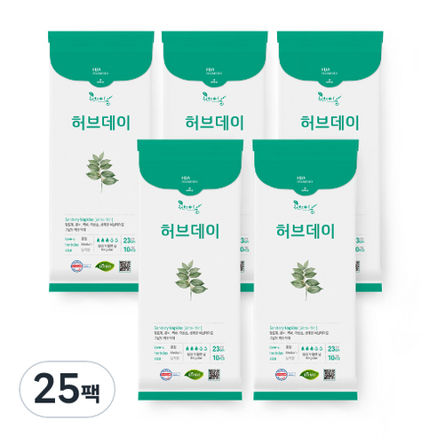 허브데이 중형 생리대 날개형, 10개입, 25팩