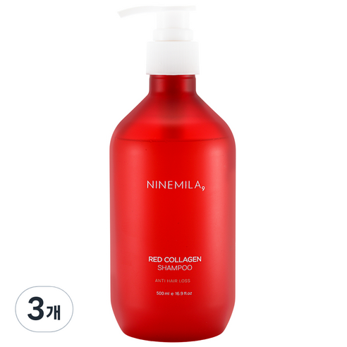 나인밀라 레드콜라겐 탈모증상완화 샴푸, 3개, 500ml