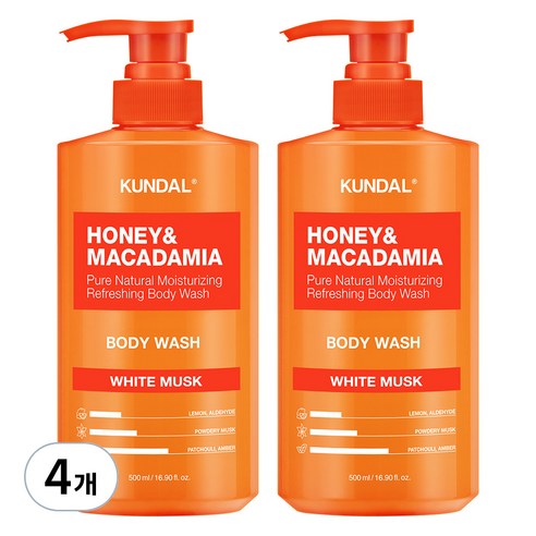 쿤달 퓨어 바디워시 화이트머스크향, 500ml, 4개