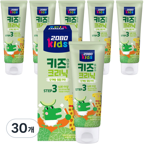 2080 키즈알파크리닉 3단계 키즈 치약 메론향, 80g, 30개