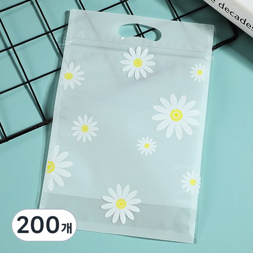 미미파티 감성 귀여운 구디백 손잡이 지퍼백 포장 봉투, 데이지꽃, 200개