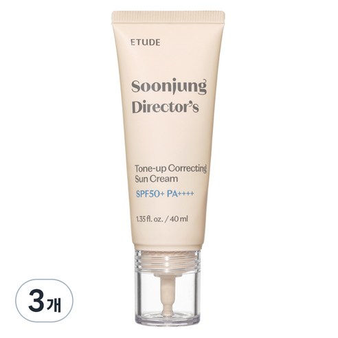 에뛰드 순정 디렉터 톤업 수정 선크림 SPF50+ PA++++, 3개, 40ml