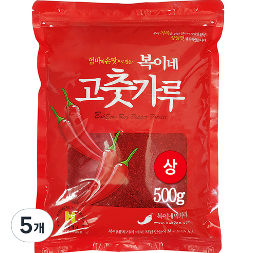 복이네먹거리 중국산고춧가루 보통 매운맛 김치용 상, 500g, 5개
