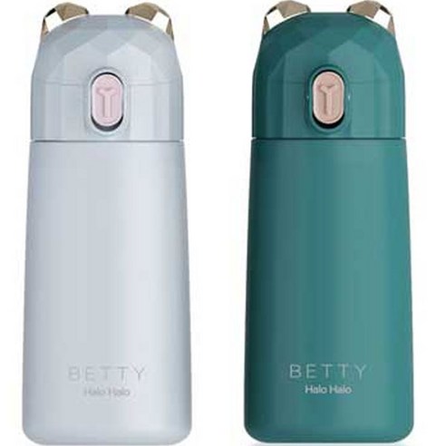 푸코 베티 미니 원터치 보온병 2p + 세척솔 세트, Light Blue, Forest Green, 270ml