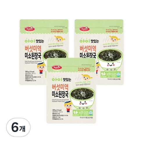 베베스트 아이 맛있는 국, 200g, 6개, 버섯미역맛
