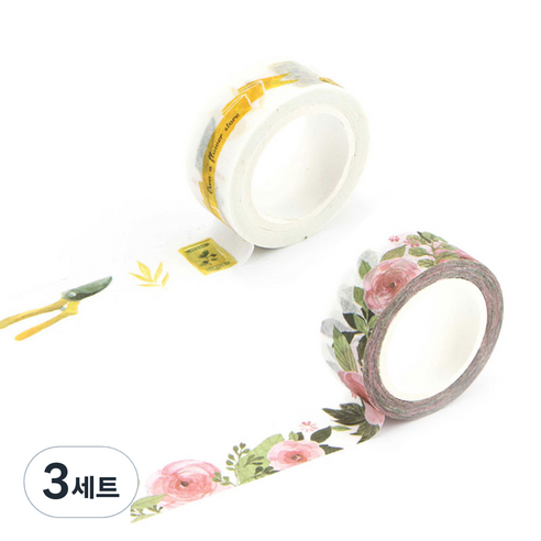라이프포인트 내츄럴 일러스트 마스킹 테이프 11동백나무 세트, 11동백나무, 12정원사, 3세트