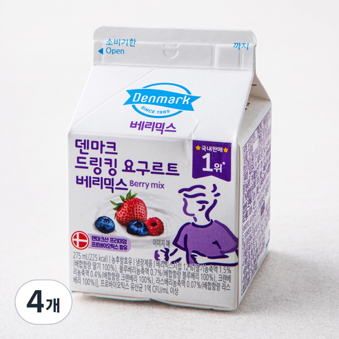 덴마크 드링킹 요구르트 베리믹스, 275ml, 1개입, 4개