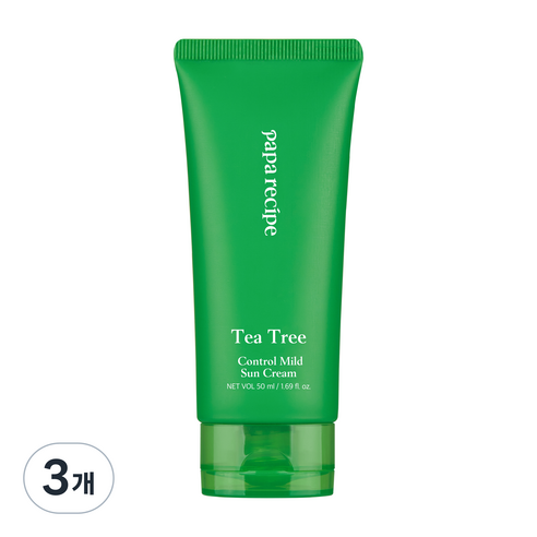파파레서피 티트리 컨트롤 마일드 선 크림 SPF50+ PA++++, 50ml, 3개