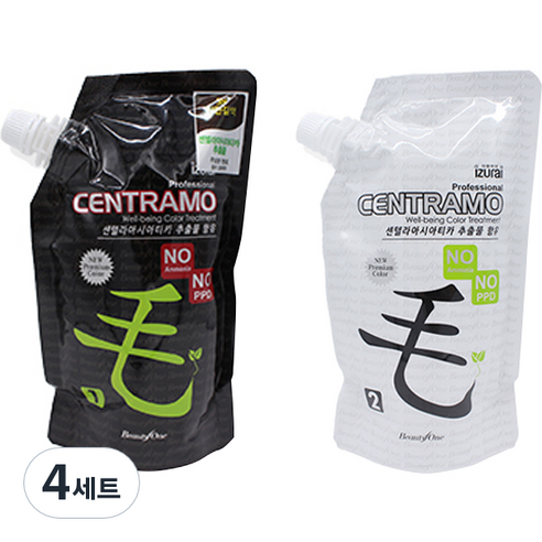 프리미엄 센트라모 코팅 칼라 크림 1제 염모제 500g + 2제 산화제 500g, 3N 진한갈색, 4세트