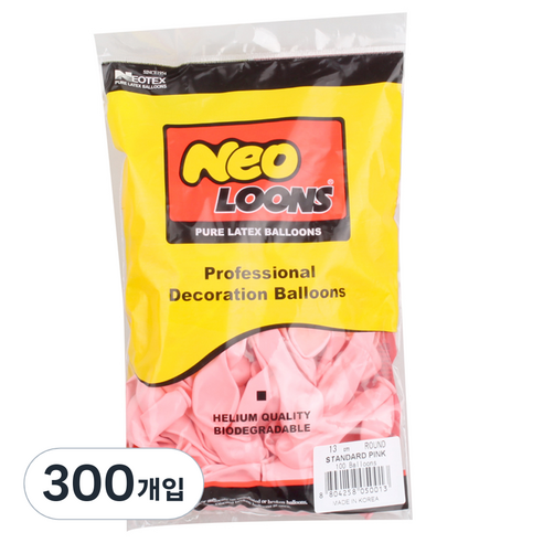 네오룬즈 13cm 라운드풍선, 스탠다드 핑크, 300개입