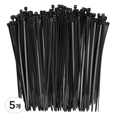 코멧 홈 고강도 PA66 케이블타이 대 0.5x20cm, 블랙, 5개