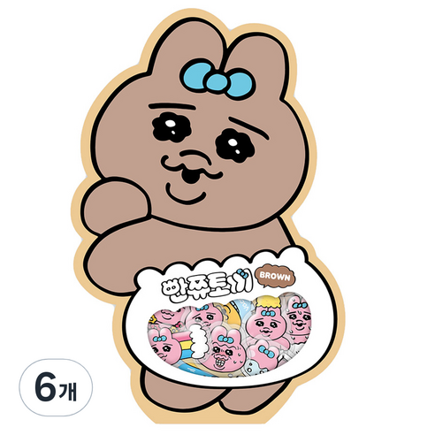도티도그 빤쮸토끼 조각스티커, 브라운, 6개