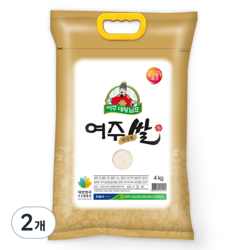 농협 2024년산 햅쌀 대왕님표 여주쌀 진상미, 상등급, 4kg, 2개