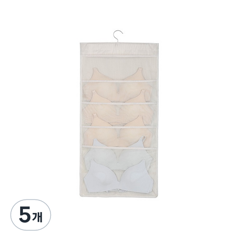 모모튜브 속옷 정리 수납 포켓 정면 5칸 후면 10칸 베이지, 5개