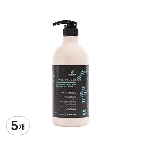 에코띠끄 고농축 스포츠의류 중성세탁세제, 5개, 980ml