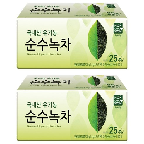 녹차원 국내산 유기농 순수녹차, 1.2g, 25개입, 2개