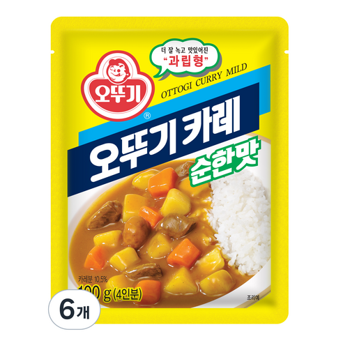 오뚜기 카레 과립형 순한맛, 100g, 6개
