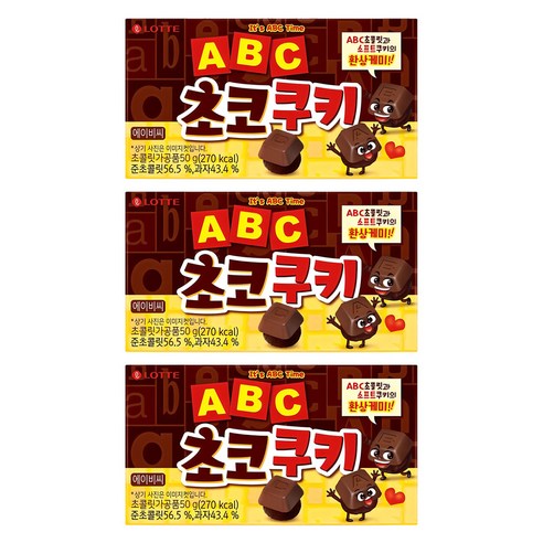 롯데웰푸드 ABC 초코 쿠키, 50g, 3개