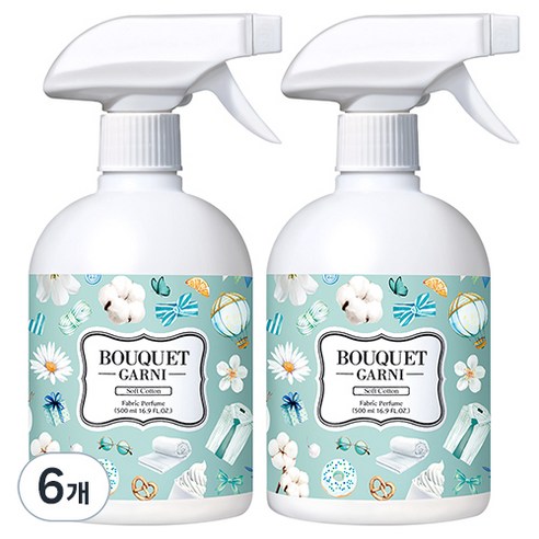 부케가르니 섬유탈취제 소프트코튼 본품, 500ml, 6개