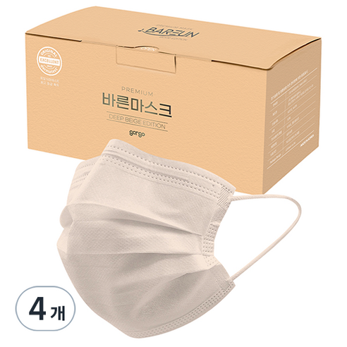 고르고 바른 일회용 마스크 대형, 50개입, 4개, 진베이지