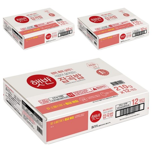 햇반 현미 흑미 보리의 식감이 살아있는 잡곡밥, 210g, 36개