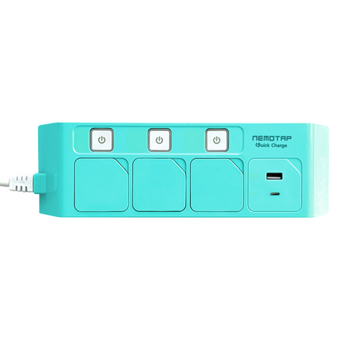 네모탭 개별 스위치 고속충전 C타입 컬러 멀티탭 3구 SY-NB3 USB CT-2, 2.5m, 아쿠아민트, 1개