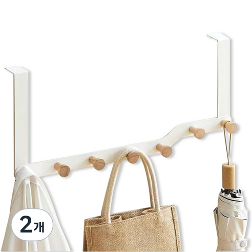 레디박스 공간활용 우드 문걸이 도어행거 7구 후크 길이 20cm, 2개