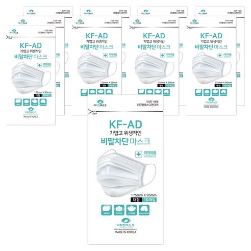 더착한 비말차단마스크 대형 KF-AD, 10개입, 10개, 화이트