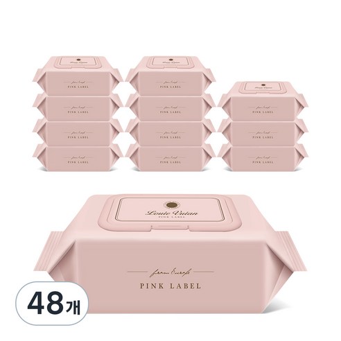 루이비앙 핑크라벨 물티슈 캡형, 50g, 20매, 48개