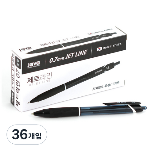 자바펜 제트라인 볼펜 0.7mm, 검정, 36개