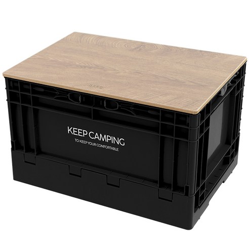 KEEP 캠핑 싱글 도어 오픈형 폴딩박스 51L + 전용 상판, 블랙(폴딩박스)