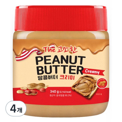 이엔푸드 땅콩버터 크리미, 340g, 4개