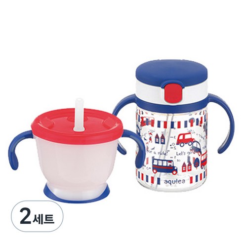 릿첼 AQ 첫걸음 머그 + 빨대컵 세트 200ml, 2세트, 네이비블루